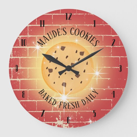 Sparkle Cookie Brick Personalized Baking Kitchen Große Wanduhr (Vorderseite)