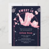 Sparkle Cowgirl Navy Blue & Pink Sweet 16 Geburtst Einladung (Vorderseite)