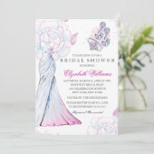 Sparkle Crystal Wedding Gown Brautparty Einladung (Stehend Vorderseite)