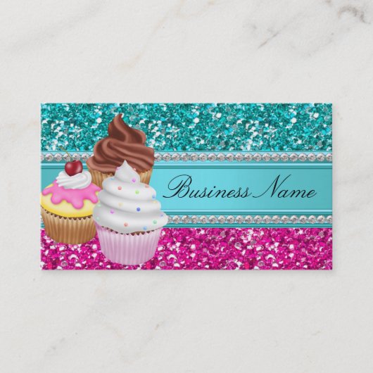 Sparkle Cupcake Business Card Visitenkarte (Vorderseite)