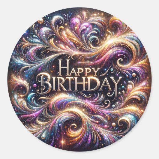 Sparkle Design Geburtstagsaufkleber Runder Aufkleber (Vorderseite)