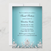 Sparkle Diamond Bow Blue Sweet 16 Einladung (Rückseite)