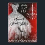 Sparkle Diamond Dress Red Silver Black Sweet 16 Einladung<br><div class="desc">Elegantere 16 . Geburtstag Geburtstagseinladungen im Kleinen Bayleigh Store!</div>