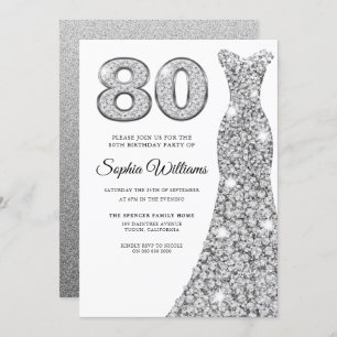 Sparkle Diamond Dress Womans 80. Geburtstagsparty Einladung