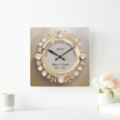 Sparkle Diamonds Wedding Jubiläum Quadratische Wanduhr (Zuhause)