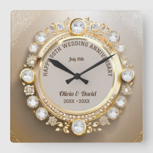 Sparkle Diamonds Wedding Jubiläum Quadratische Wanduhr