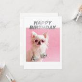 Sparkle Die Tiny Chi | Happy Birthday Party Animal Karte (Vorderseite/Rückseite Beispiel)