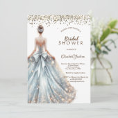 Sparkle Dress Girl Rustic Wood Einladung (Stehend Vorderseite)