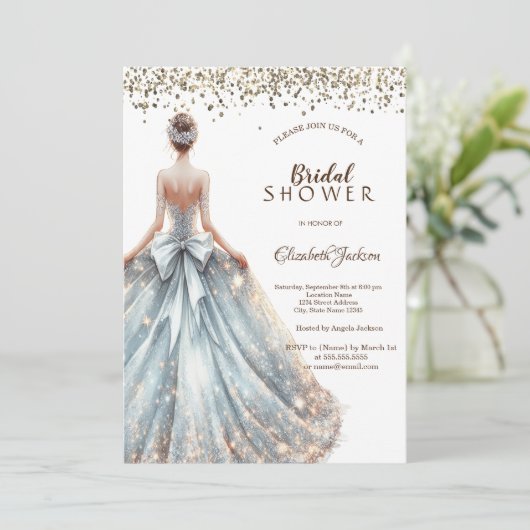 Sparkle Dress Girl Rustic Wood Einladung (Stehend Vorderseite)