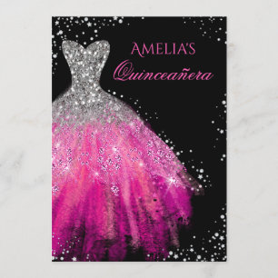 Sparkle Dress Pink Quinceanera Einladung