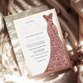 Sparkle Dress Womans 60th Birthday Party Rose Gold Folieneinladung
