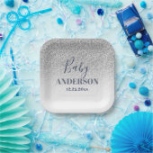 Sparkle Dusche: Blue & Silver Baby Celebration Pappteller (Party)
