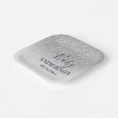 Sparkle Dusche: Blue & Silver Baby Celebration Pappteller (Gewinkelt)