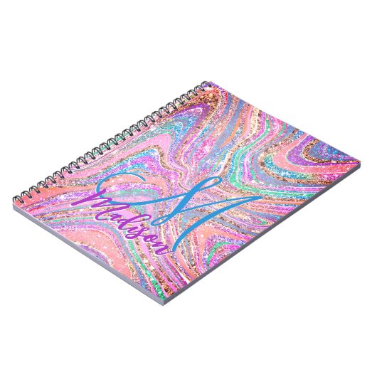 Sparkle Einicorn-Regenbogen, gürtelig marmorierte  Notizblock (Linke Seite)