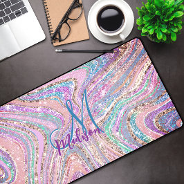 Sparkle Einicorn-Regenbogen, gürtelig marmorierte  Schreibtischunterlage