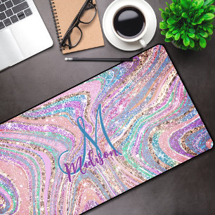 Sparkle Einicorn-Regenbogen, gürtelig marmorierte Schreibtischunterlage