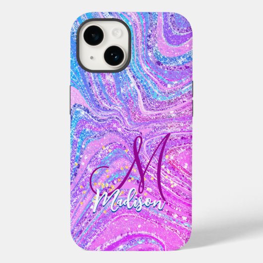 Sparkle Einicorn-Regenbogen, gürtelige Marmorkunst Case-Mate iPhone Hülle (Rückseite)