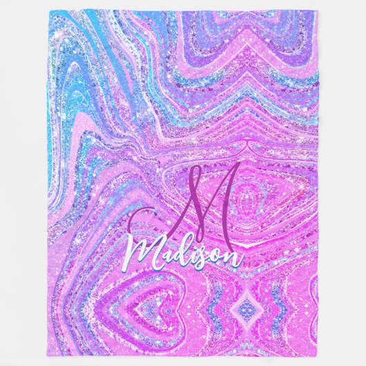 Sparkle Einicorn-Regenbogen, gürtelige Marmorkunst Fleecedecke (Vorderseite)