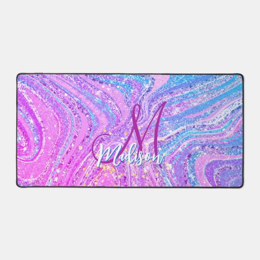 Sparkle Einicorn-Regenbogen, gürtelige Marmorkunst Schreibtischunterlage (Vorderseite)