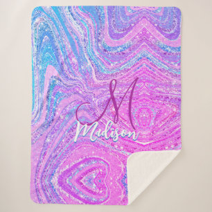 Sparkle Einicorn-Regenbogen, gürtelige Marmorkunst Sherpadecke