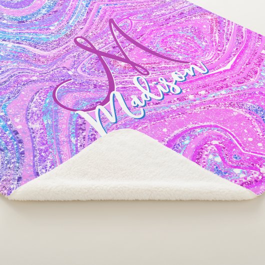 Sparkle Einicorn-Regenbogen, gürtelige Marmorkunst Sherpadecke (3/4)