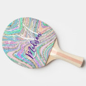 Sparkle Einicorn Regenbogen Rosa Minze Marmorkunst Tischtennis Schläger (Seitenansicht)