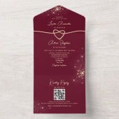 Sparkle Elegant Burgundy und Gold Wedding All In One Einladung (Innen Boden)