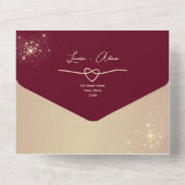 Sparkle Elegant Burgundy und Gold Wedding All In One Einladung (Rückseite)