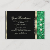 Sparkle Emerald Green Glitzer Diamonds Gold Black Visitenkarte (Rückseite)
