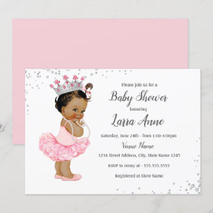 Sparkle Ethnic Princess Pink Baby Dusche Einladung