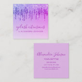 Sparkle Eyelash-Erweiterungen für lila Glitzer Quadratische Visitenkarte (Vorne/Hinten)