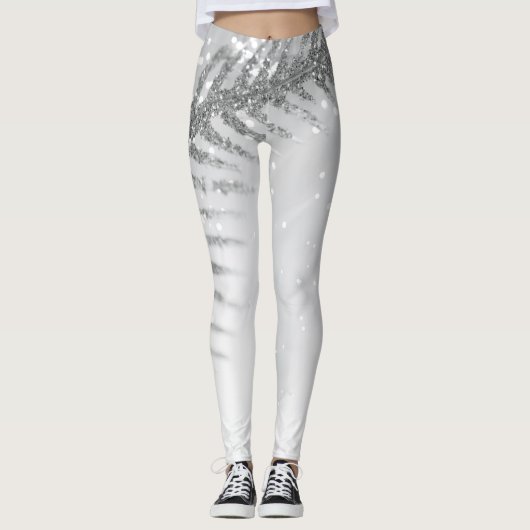 Sparkle Feather Winter Holiday Leggings (Vorderseite)