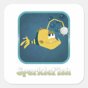 Sparkle-Fischaufkleber Quadratischer Aufkleber