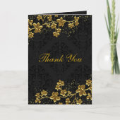 Sparkle Floral Gold & Black Danke Karte (Vorderseite)