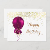 Sparkle Floral Happy Birthday Balloon Postkarte (Vorne/Hinten)