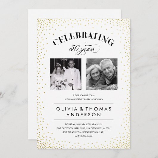 Sparkle Foto Hochzeitstag Einladungen (Vorne/Hinten)