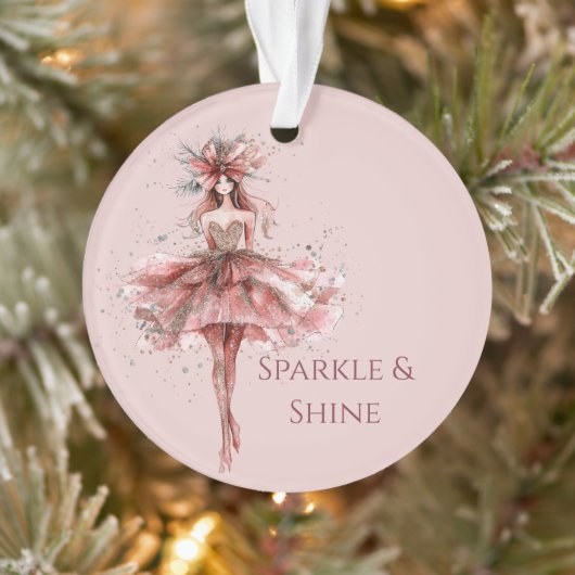 Sparkle Girl in Rosa Gold Dress Ornament (Baum)