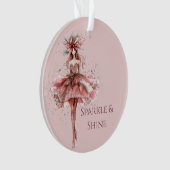 Sparkle Girl in Rosa Gold Dress Ornament (Vorderseite)