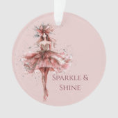 Sparkle Girl in Rosa Gold Dress Ornament (Vorderseite)