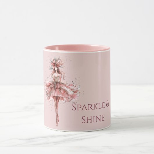 Sparkle Girl in Rosa Gold Dress Tasse (Zentrum)