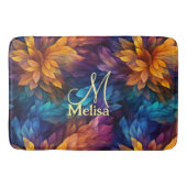 Sparkle Girly Navy Lila Blätter Badematte (Vorderseite)