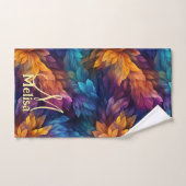 Sparkle Girly Navy Lila Blätter Badhandtuch Set (Handtuch)