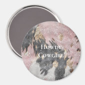 Sparkle Girly Pink Black Gold Cowgirl Cowhide Magnet (Vorderseite/Rückseite)