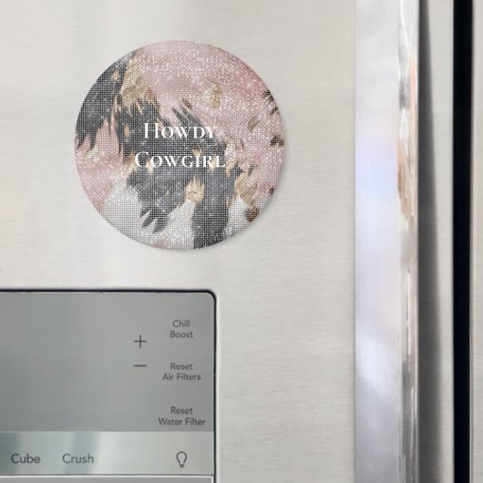 Sparkle Girly Pink Black Gold Cowgirl Cowhide Magnet (In Situ (Kühlschrank))