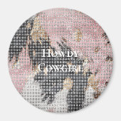 Sparkle Girly Pink Black Gold Cowgirl Cowhide Magnet (Vorne)