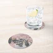 Sparkle Girly Pink Black Gold Cowgirl Cowhide Runder Pappuntersetzer (Vor Ort)