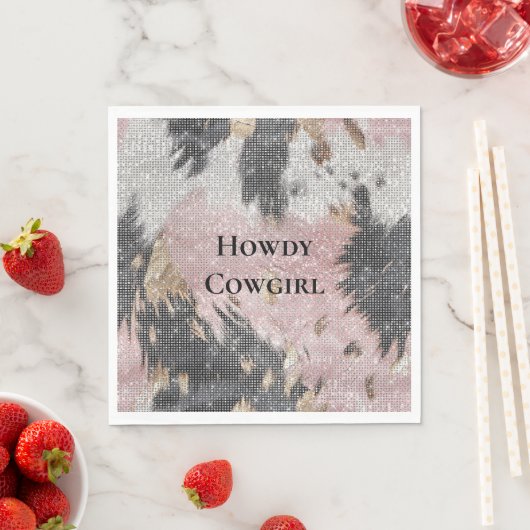 Sparkle Girly Pink Black Gold Cowgirl Cowhide Serviette (Beispiel)
