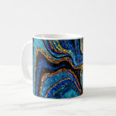 Sparkle Glam Glitzer Girl Marmor Art Blue Coffee Kaffeetasse (Vorderseite Links)