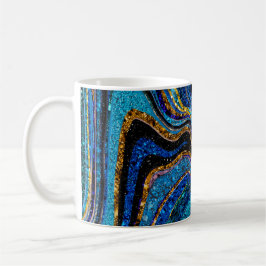 Sparkle Glam Glitzer Girl Marmor Art Blue Coffee Kaffeetasse