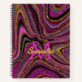 Sparkle Glam Glitzer Girl Marmor Art Rosa Notizblock (Vorderseite)